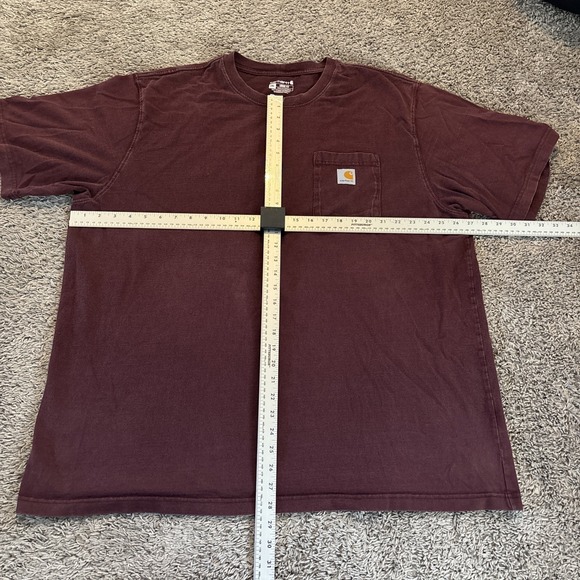 Carhartt Loose Fit T-Shirt Men 2XL Red‎ Maroon Sleeve Crew Neck Cotton Tee Faded - Picture 3 of 3